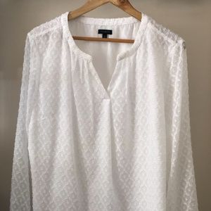 Talbots White Split Neck Tunic